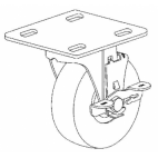 Caster - Swivel 5" Wheel With Lock and Mounting Plate - 53952